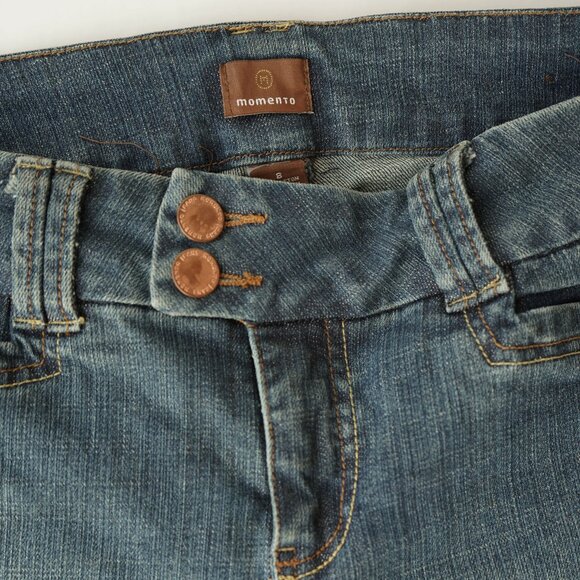 Vintage Y2k Denim Capri Jeans Moemnto Retro 60s Pedal Pusher Denim Mid Calf Pant - Picture 7 of 8